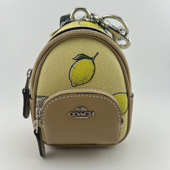 Coach Lemon Mini Backpack Bag Charm Keychain NWT 5x4x3 - Picture 1 of 5